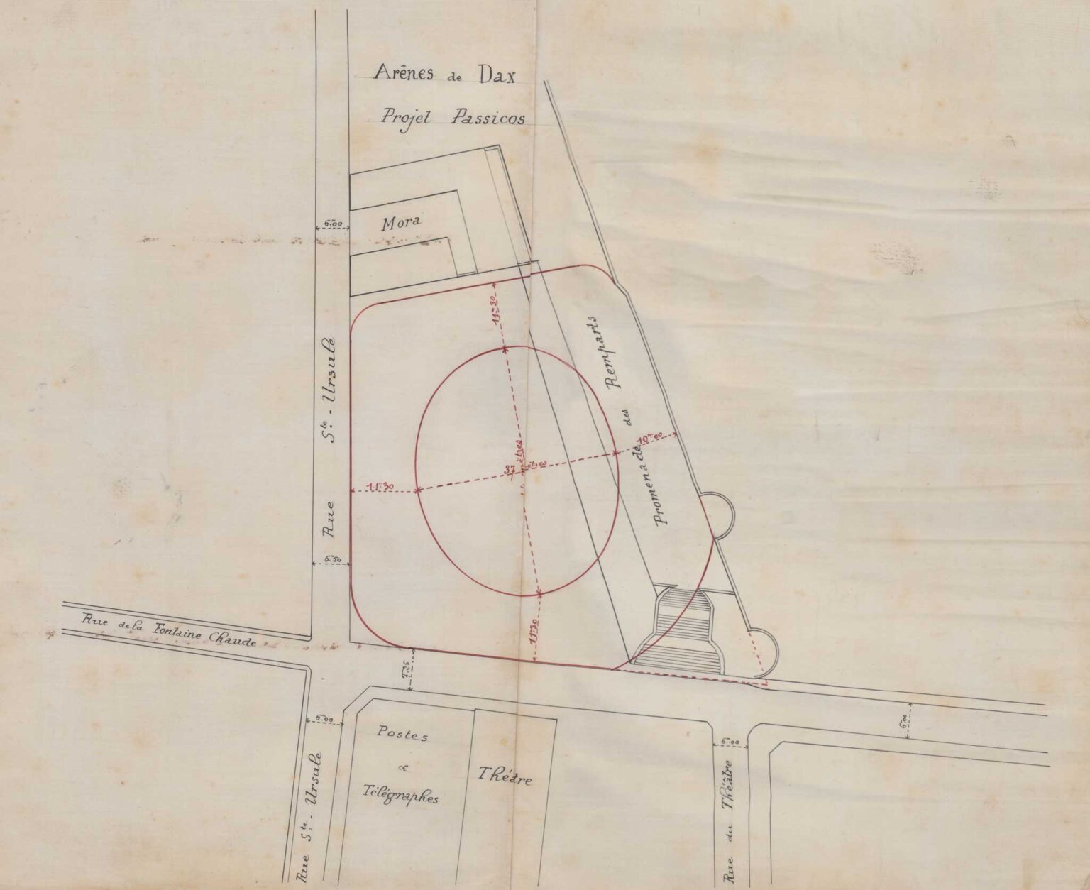 plan des arènes de Dax